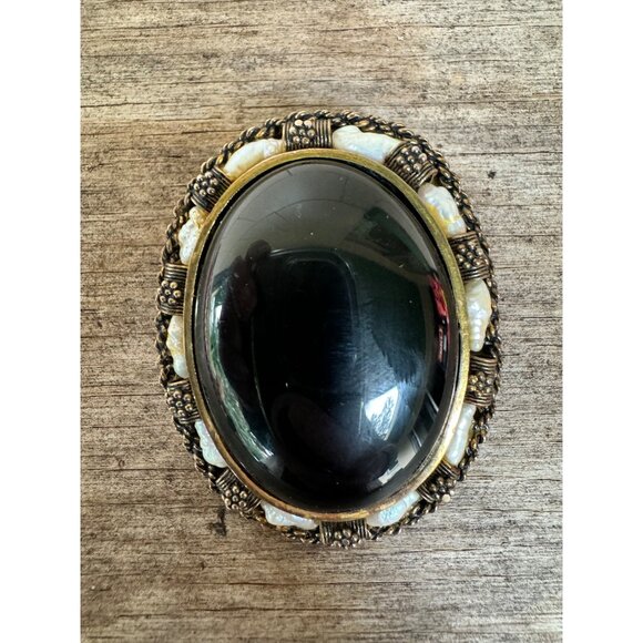 Vintage Sterling Silver Israel Brooch pendant Oval 31.4G - Picture 6 of 13